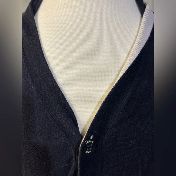 Armani Jeans Womens Cardigan Sweater Small Slim Button Hoodie Hood Blue - Picture 2 of 8